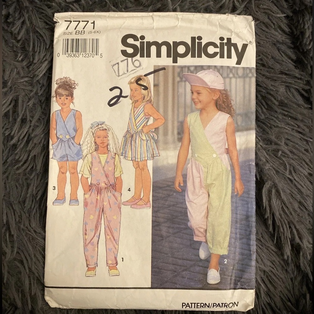 1992 Simplicity #7771 Pattern Jumpsuit Child 5-6X CUT